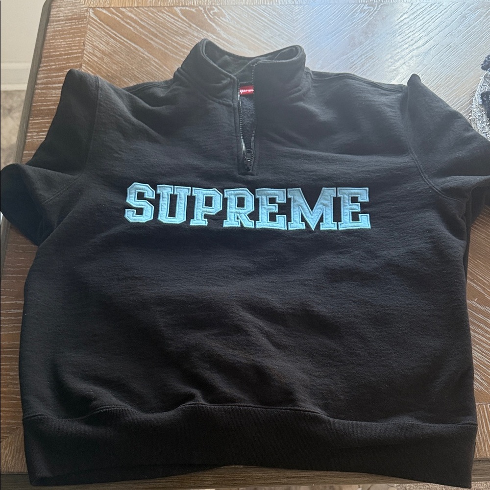 Supreme Black and Blue Zip-Up Sweater